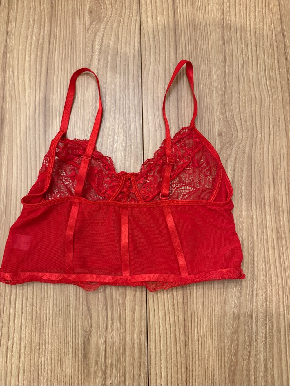 Red Lace Bralette & Thong Set - Women's Intimates - Picture 3 of 4